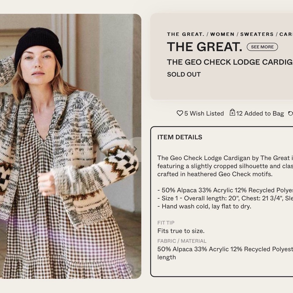 The GREAT Geo Check Ranch Cardigan